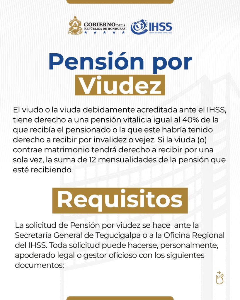 Comunicado del IHSS sobre la pensión por viudez en Honduras