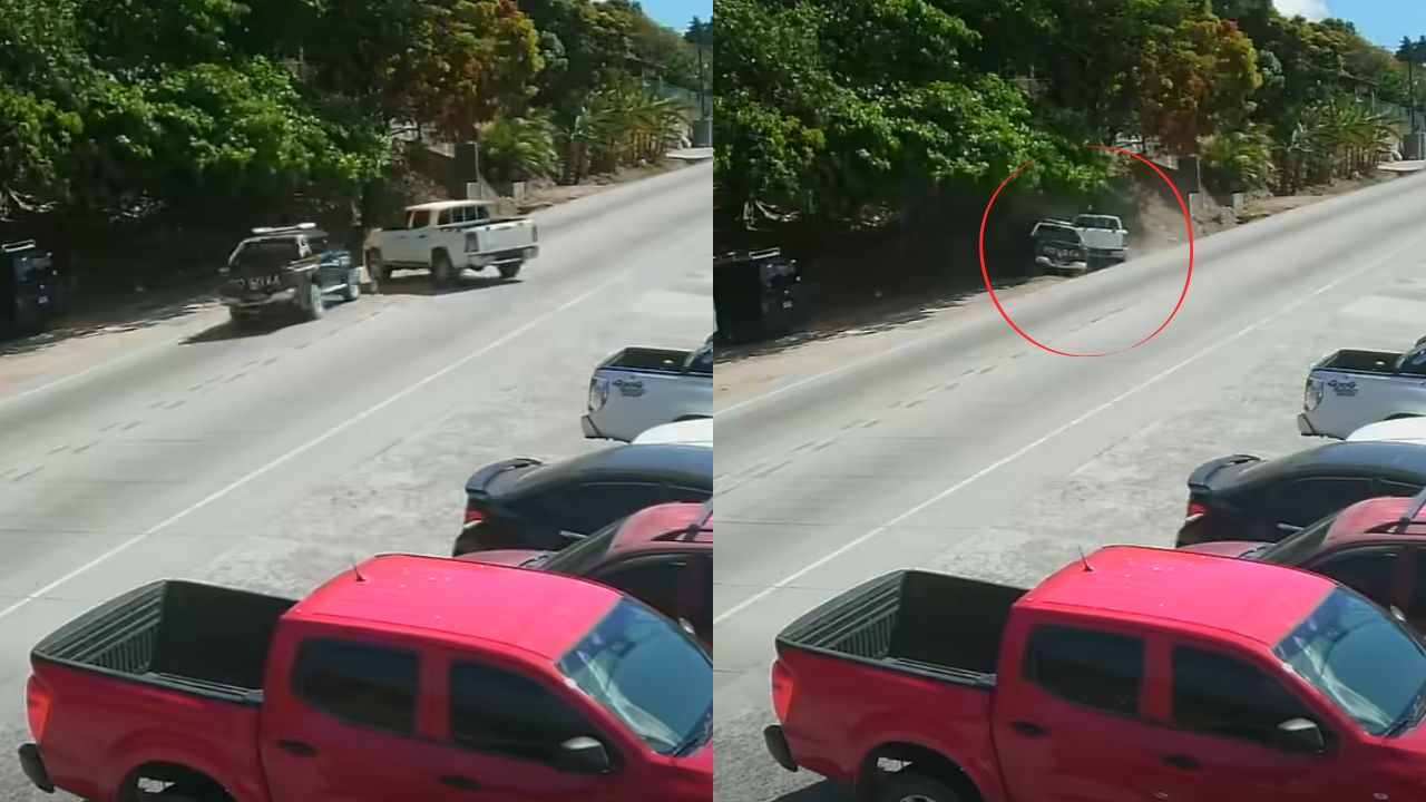 Imagen de Quedaron 'encunetados': graban fuerte accidente de tránsito en salida al sur