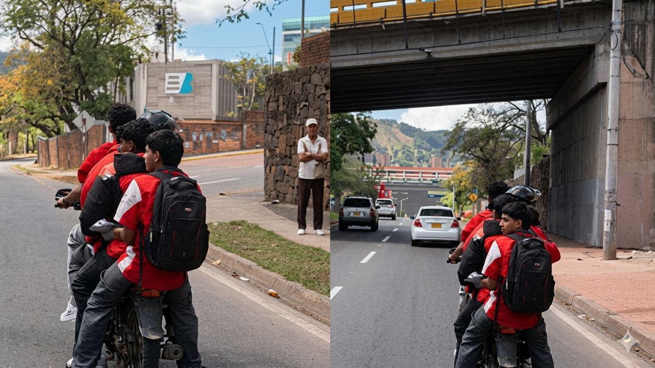 Imagen principal de Exponen a cinco jóvenes a bordo de una sola motocicleta en el anillo periférico