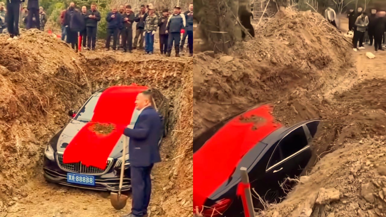 Imagen de subcategoria de Vídeo: Entierran a hombre en carro de lujo por raro motivo; ahora hay cargos legales