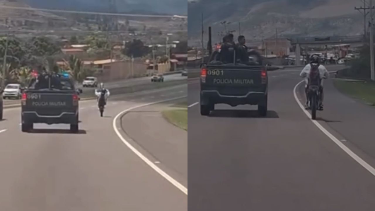 Imagen principal de Vídeo: Patrulla de PMOP agarra in fraganti a motociclista haciendo piruetas en la CA-5