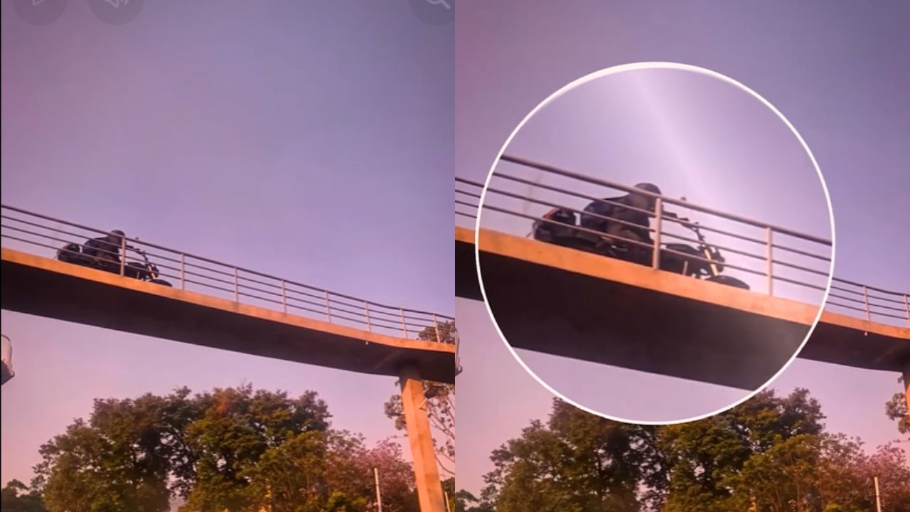 Imagen principal de Indignante: captan a motociclista cruzando por el puente peatonal en blvr. FF.AA.