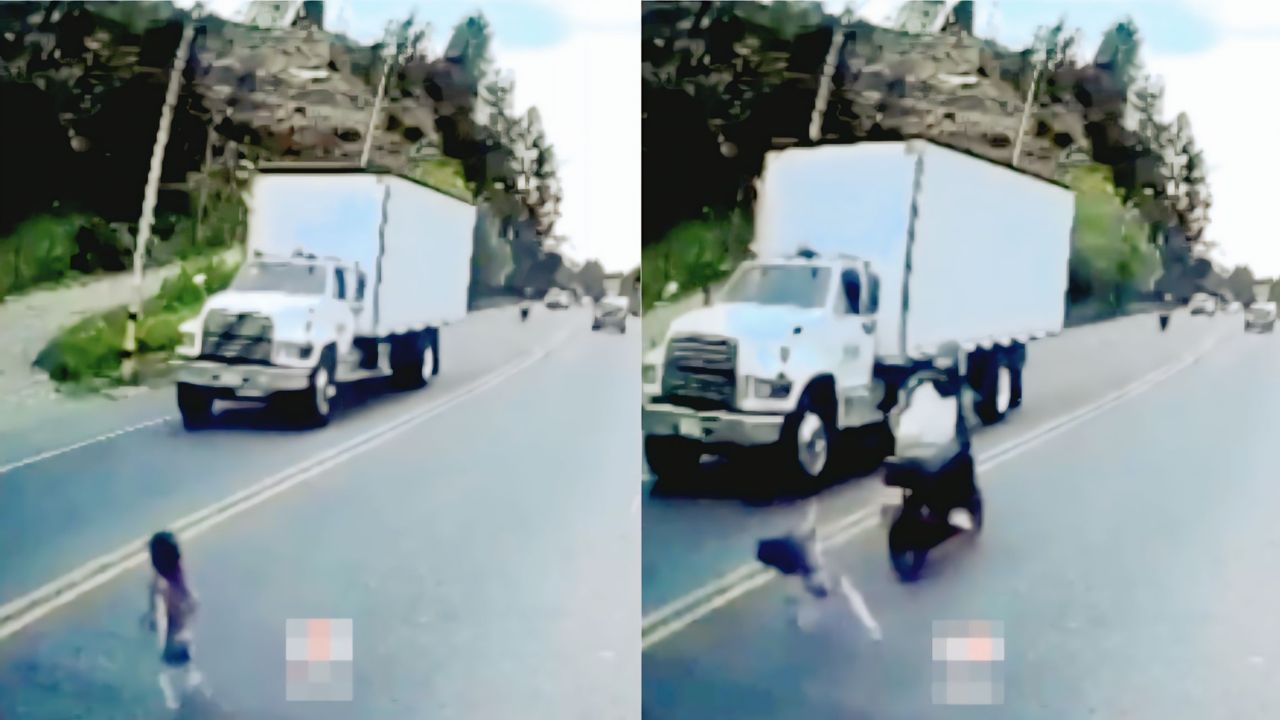 Imagen de Vídeo: Motociclista atropelló a una niña, pero con ello 'le salvó la vida'