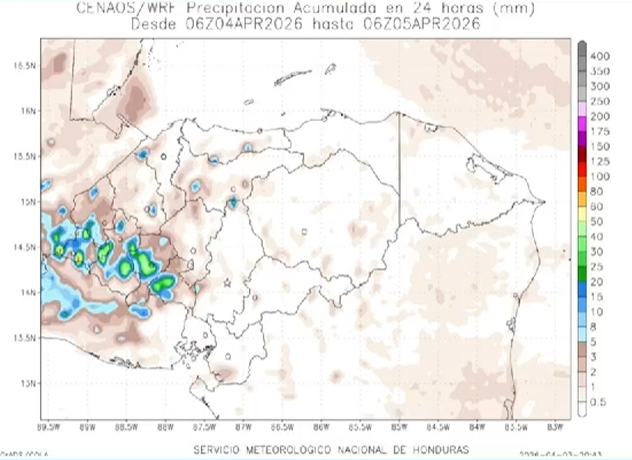 Pronóstico del clima de Copeco