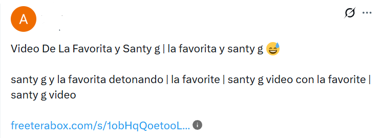 Captura de pantalla de una publicación en X (antes Twitter) en la que se habla sobre el video filtrado del debut de Santy G y Tu Favorita detonando