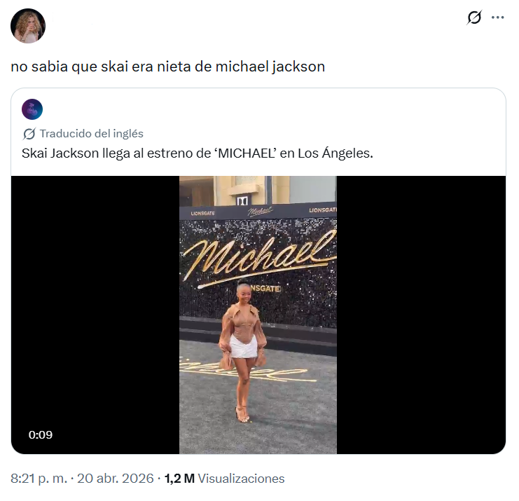 Captura de pantalla de una publicación en la que se indicó falsamente que Skai Jackson y Michael Jackson eran nieta y abuelo
