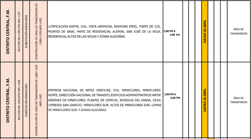 Lista de colonias que no tendrán luz pasado mañana