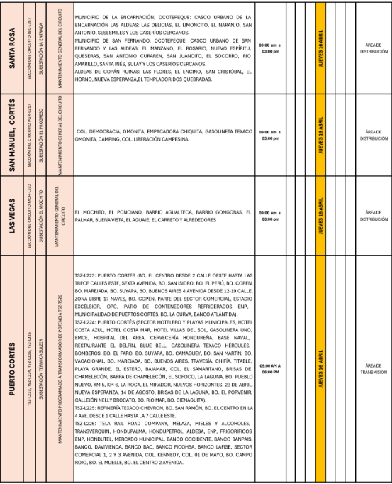 Lista de colonias que no tendrán luz pasado mañana