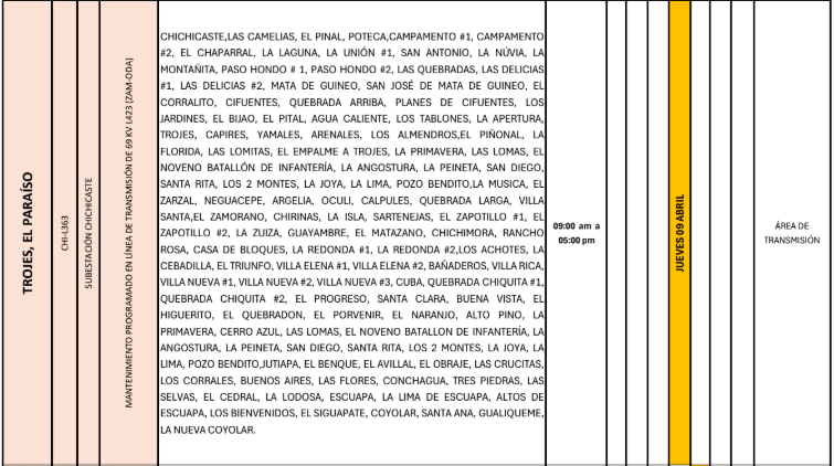 Lista de colonias que no tendrán luz pasado mañana