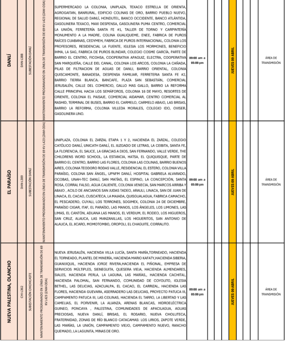 Lista de colonias que no tendrán luz pasado mañana