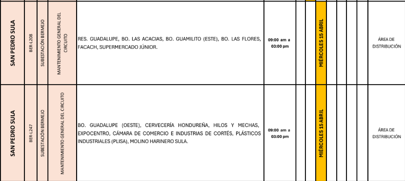 Lista de colonias que no tendrán luz pasado mañana