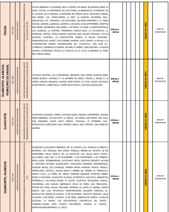 Lista de colonias que no tendrán luz pasado mañana