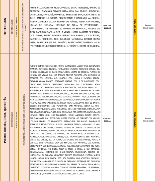 Lista de colonias que no tendrán luz pasado mañana