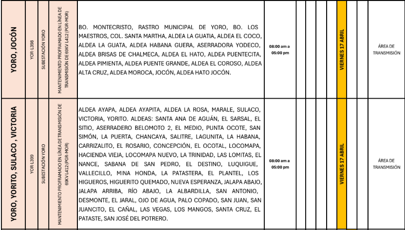 Lista de colonias que no tendrán luz pasado mañana