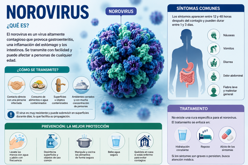 Generalidad del norovirus, enfermedad de la que hubo un brote en el crucero Caribbean Princess.