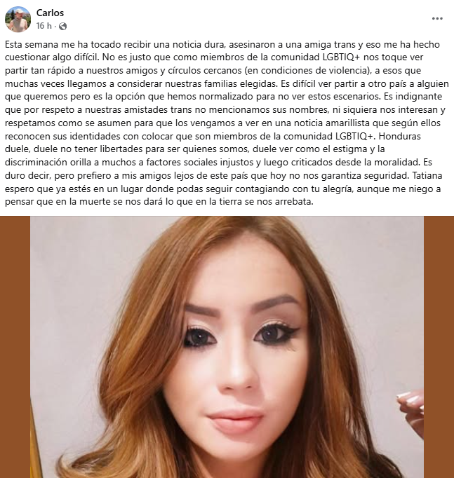 Captura de pantalla de la publicación