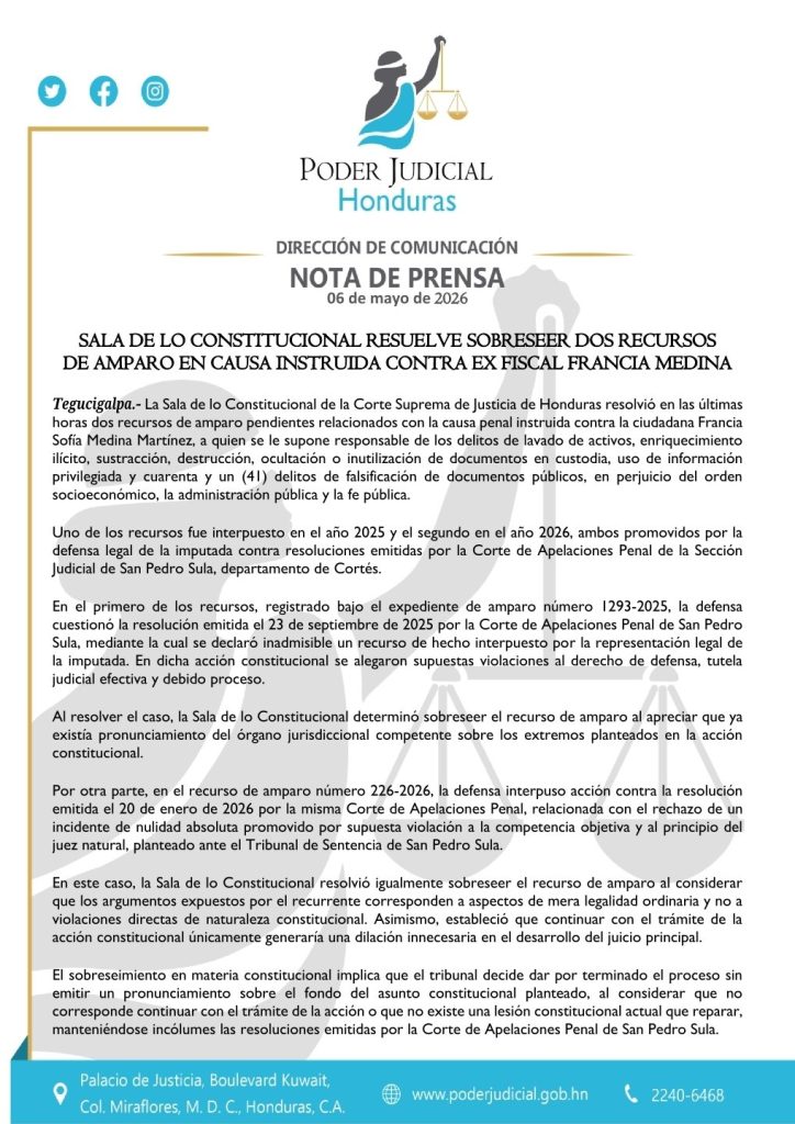 Comunicado del Poder Judicial
