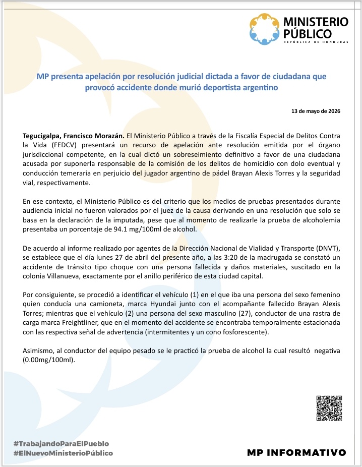 Comunicado del Ministerio Público