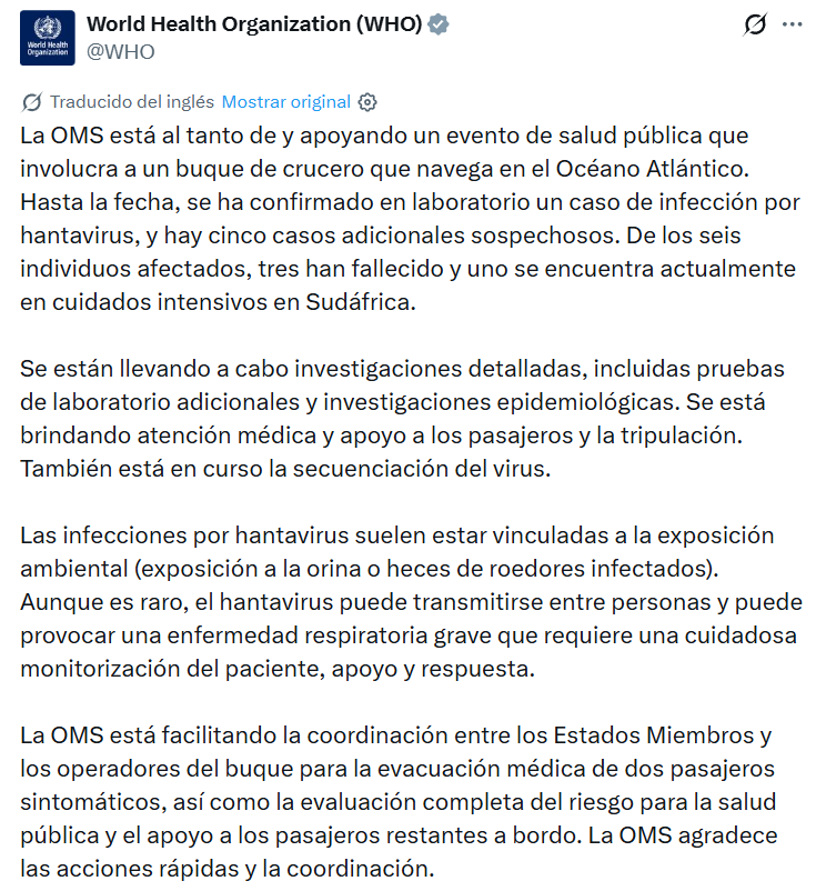Captura de pantalla de la publicación