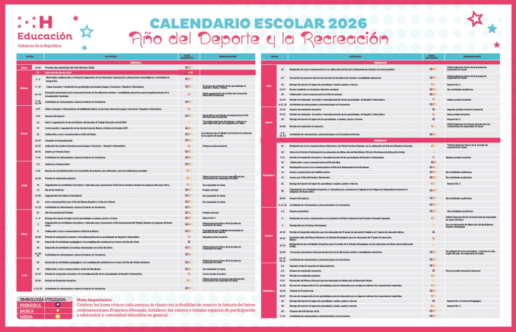 Calendario del Año Escolar 2026