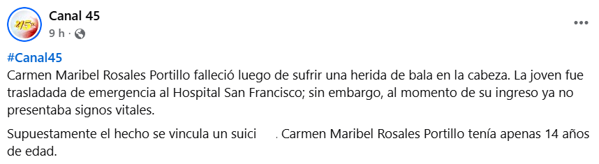 Captura de pantalla de la publicación