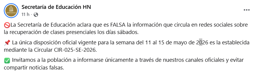 Captura de pantalla de la publicación