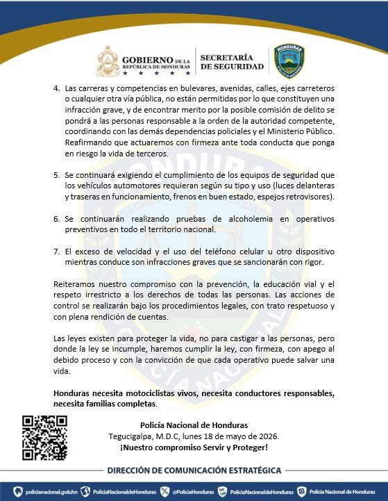 Comunicado de la Secretaría de Seguridad