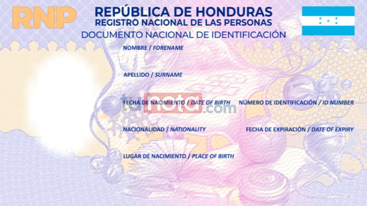 Parte frontal del proyecto de DINA, o tarjeta de identidad para menores.