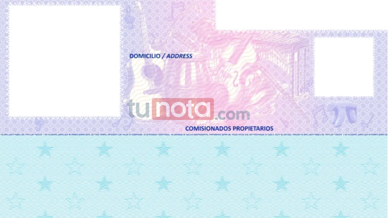 Parte trasera del proyecto de DINA, o tarjeta de identidad para menores.
