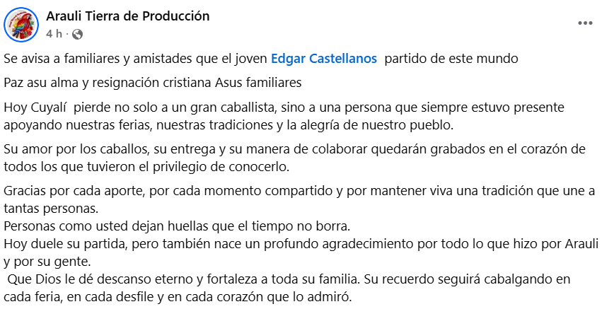 Captura de pantalla de la publicación
