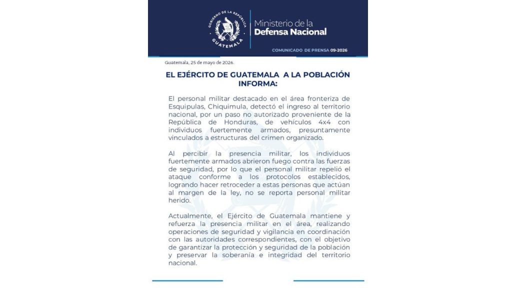Comunicado emitido por el ejército de Guatemala.
