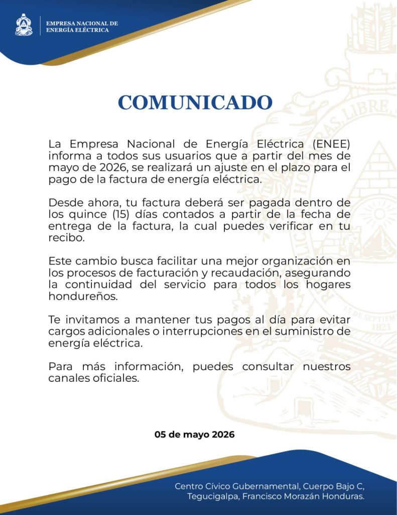 Comunicado de la ENEE