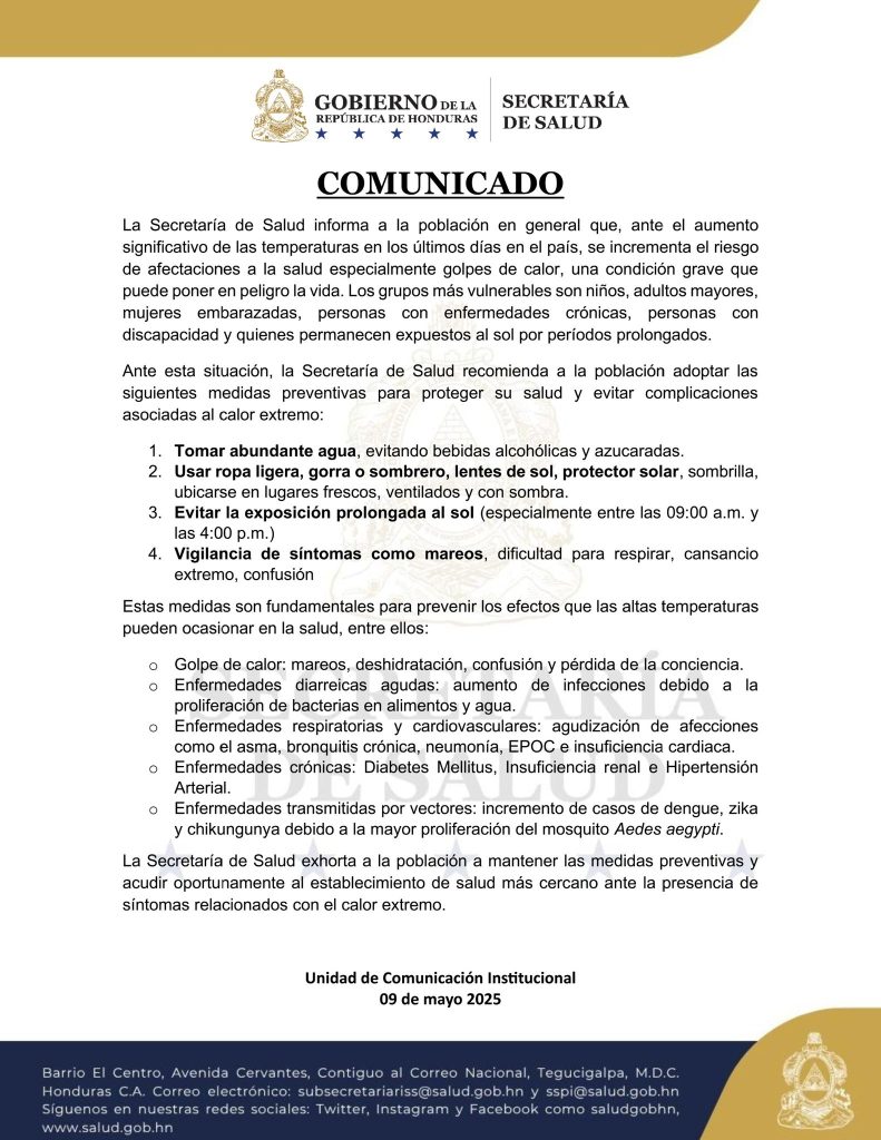 Comunicado de la Sesal