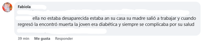 Captura de pantalla del comentario