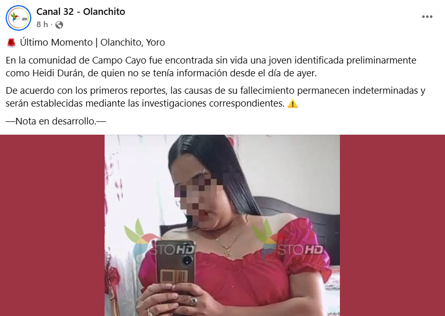Captura de pantalla de la publicación