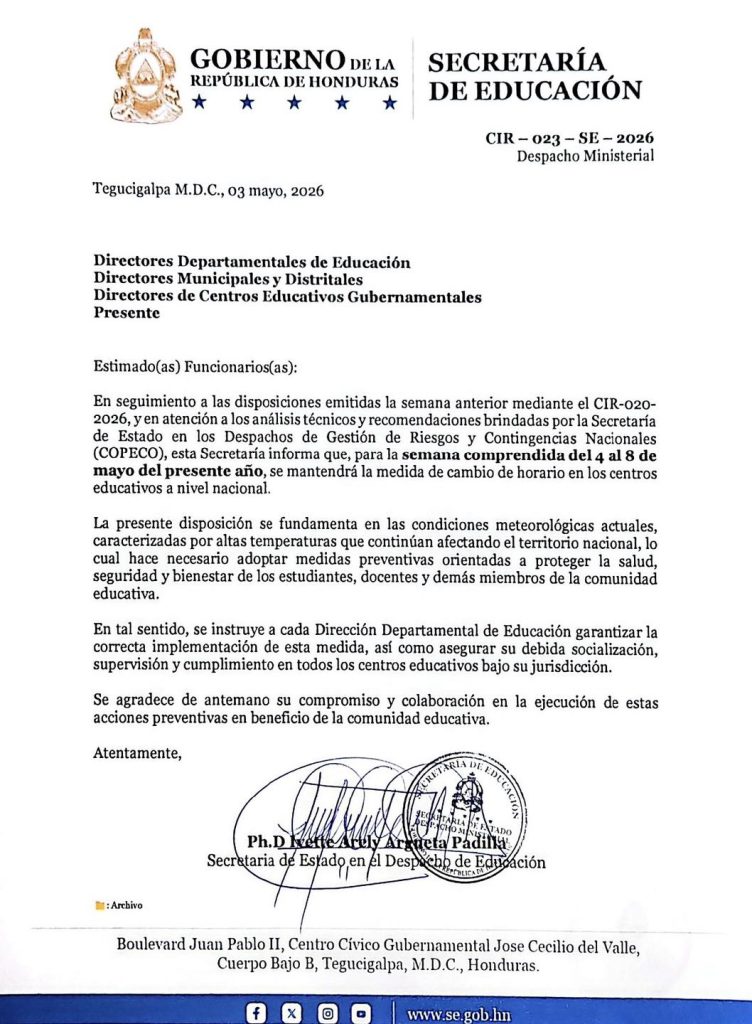 Comunicado de Educación