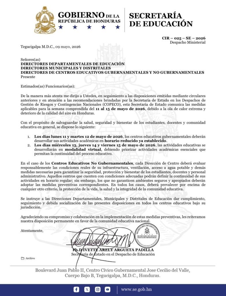 Comunicado de la Secretaría de Educación