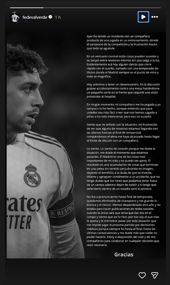 Pronunciamiento de Federico Valverde sobre la situación con Aurelien Tchouaméni.