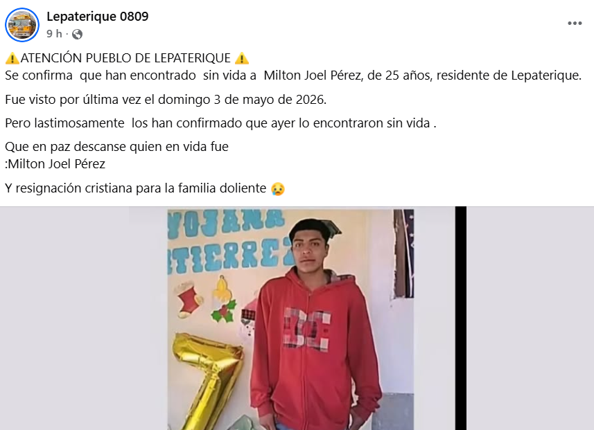 Captura de pantalla de la publicación