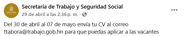 Captura de pantalla de la publicación