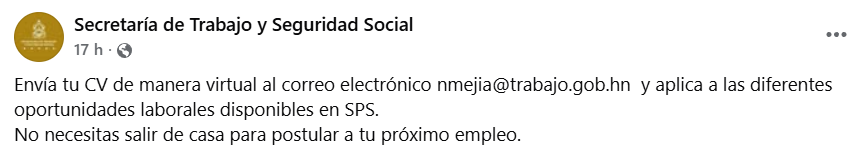 Captura de pantalla de la publicación