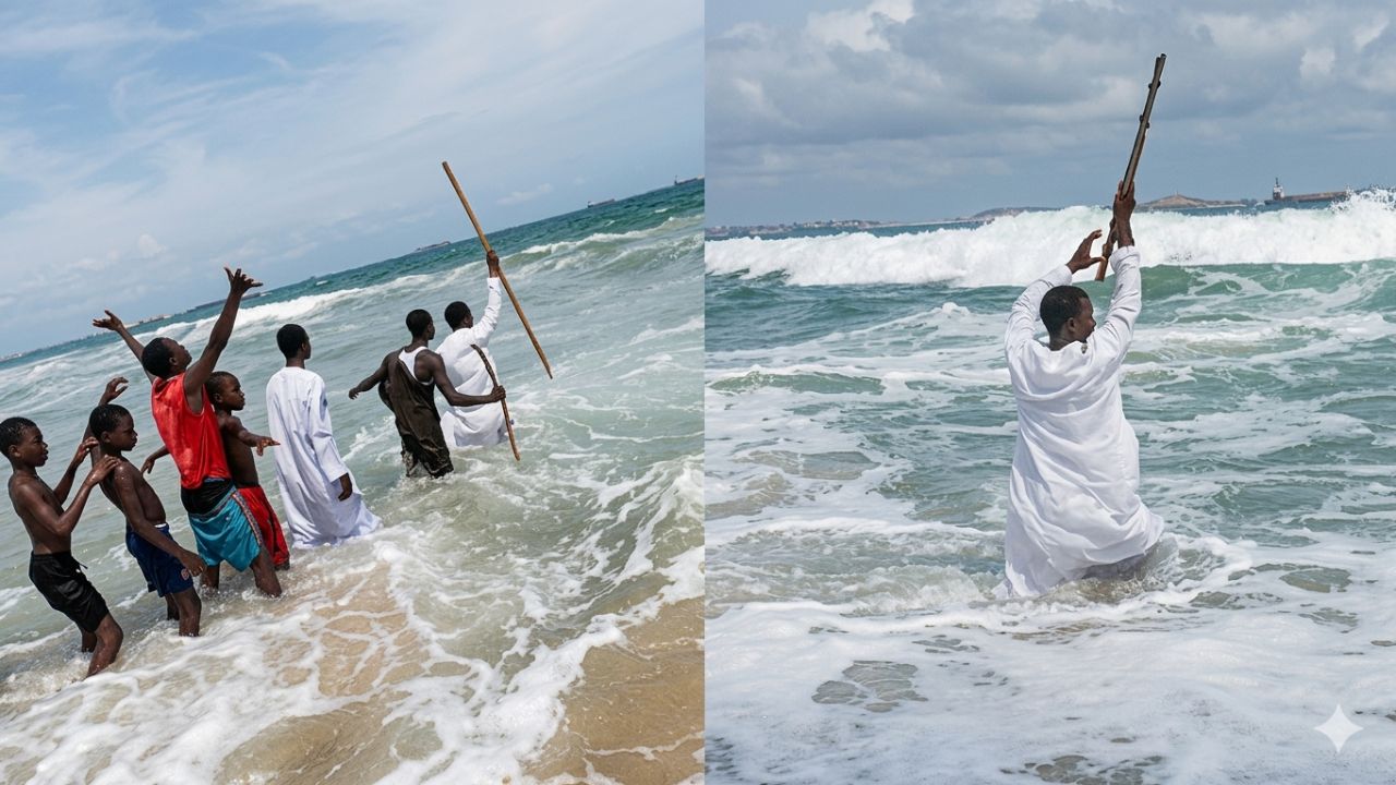 Imagen principal de Vídeo: Supuesto pastor quiso abrir el mar como Moisés, pero el agua le dio una lección