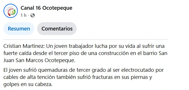 Captura de pantalla de la publicación