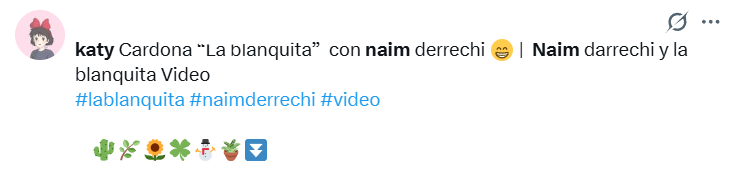 Captura de pantalla de una publicación viral en X (antes Twitter) sobre el video filtrado de Katy Cardona 'La Blanquita' y Naim Darrechi en la playa