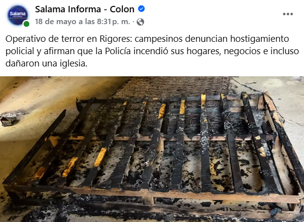 Captura de pantalla de la publicación sobre el video previo a la masacre en Rigores, en Trujillo, Colón