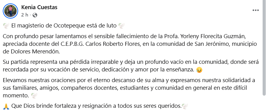Captura de pantalla de la publicación