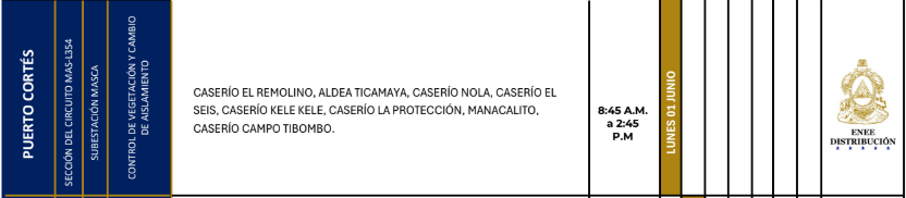 Lista de colonias que no tendrán luz este lunes debido a cortes de energía eléctrica programados por la ENEE
