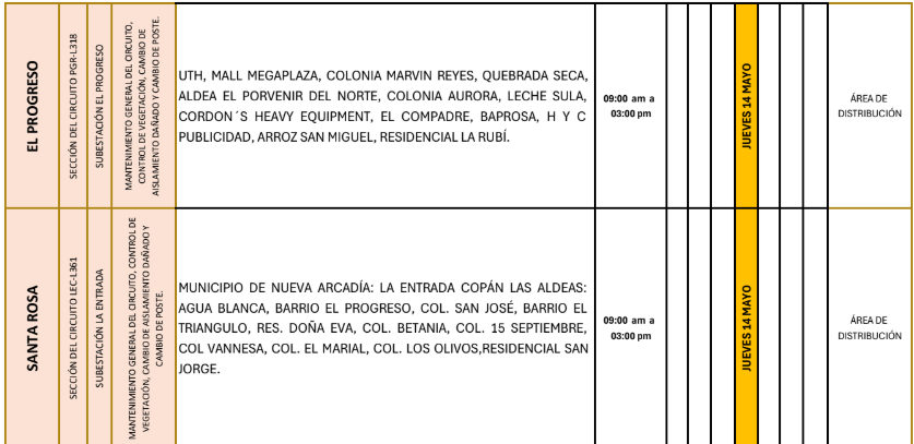 Lista de colonias que no tendrán luz pasado mañana