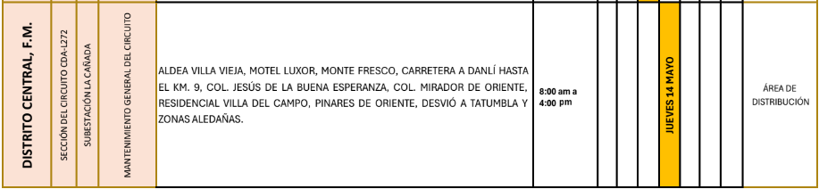 Lista de colonias que no tendrán luz este jueves debido a cortes de energía eléctrica programados por la ENEE
