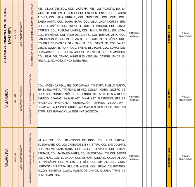 Lista de colonias que no tendrán luz pasado mañana